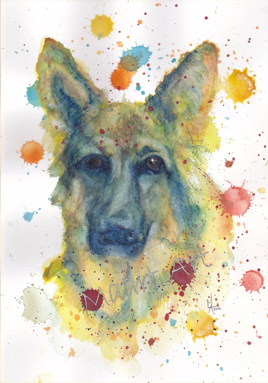Painting of German Shepherd