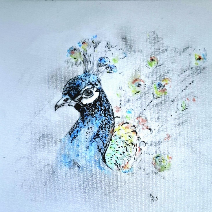 Abstract painting of a Peacock