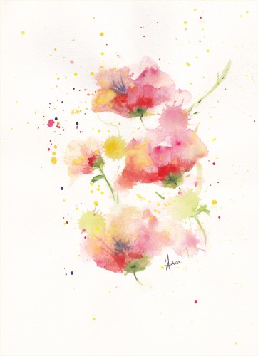 Abstract painting of Poppies